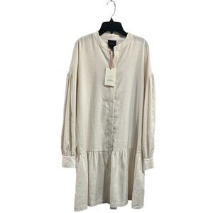 NWT Alex Marie Benson Linen Banded Button Long Slv Striped Dress Size 6